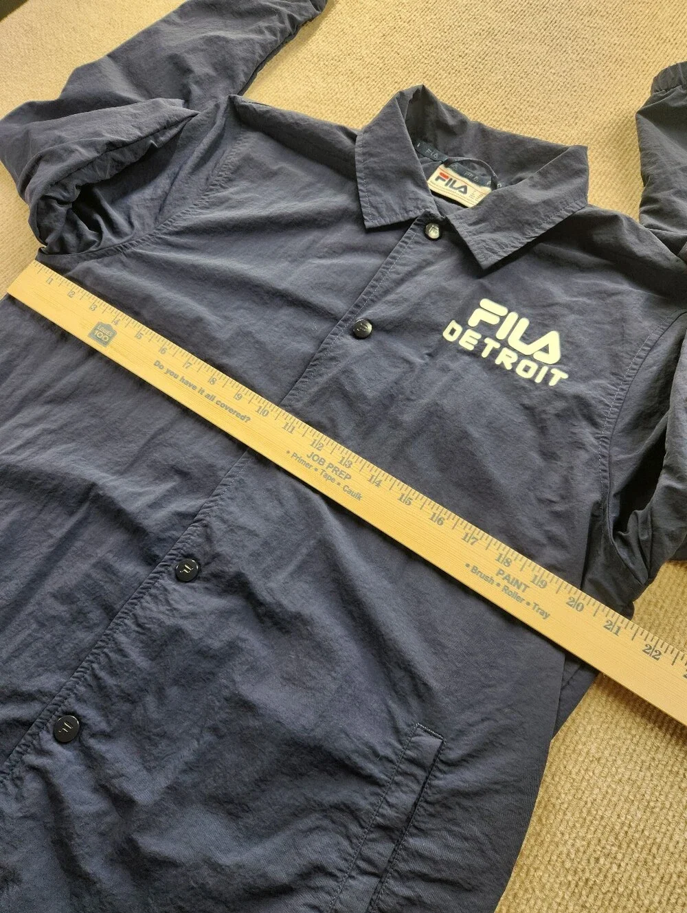 Vintage FILA Detroit Spot Lite Coach Bomber Jacket Men's M Blue Button Front
